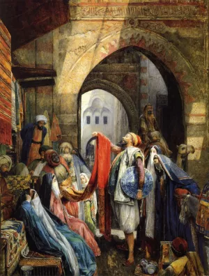 A Cairo Bazaar, The Dellal by John Frederick Lewis - Oil Painting Reproduction