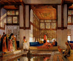 A Lady Receiving Visitors by John Frederick Lewis Oil Painting