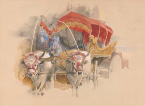 A Turkish Araba Drawn by Two White Oxen, Constantinople by John Frederick Lewis Oil Painting