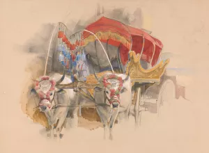 A Turkish Araba Drawn by Two White Oxen, Constantinople Oil painting by John Frederick Lewis