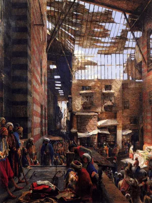 A View Of The Street And Morque Of Ghorreyah, Cairo by John Frederick Lewis Oil Painting