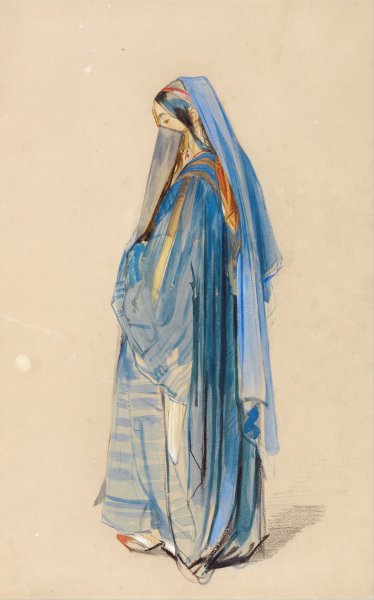A Young Turkish Woman  by John Frederick Lewis - Hand-Painted Oil Painting Reproduction
