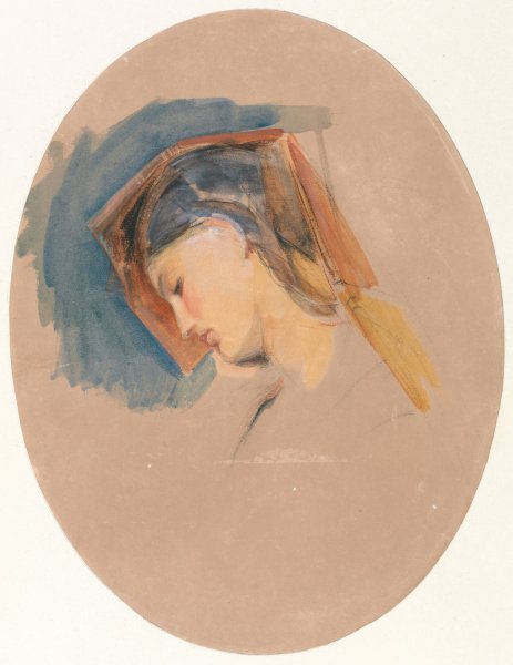 Main Product Photo of Head of a Young Woman  Painting by John Frederick Lewis