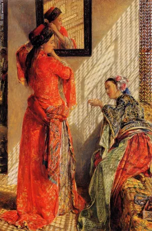 Indoor Gossip, Cairo by John Frederick Lewis - Oil Painting Reproduction