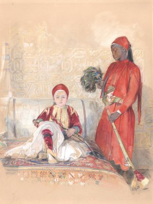 Iskander Bey and his Servant by John Frederick Lewis Oil Painting