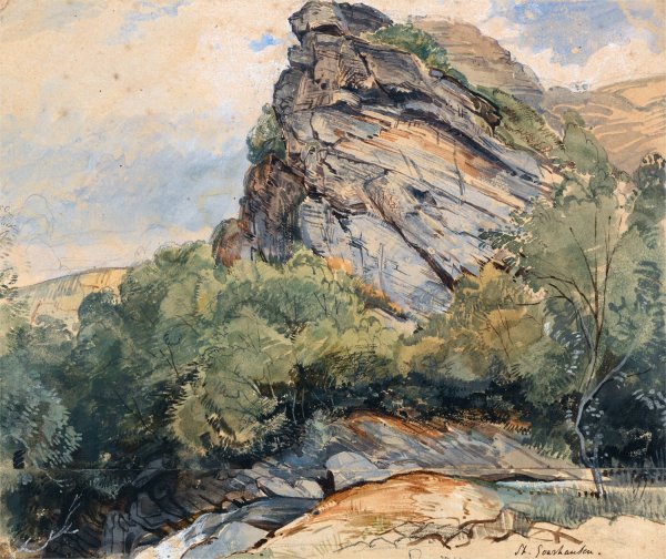 Main Product Photo of St. Goarhausen on the Rhine between Koblenz and Mainz  Painting by John Frederick Lewis