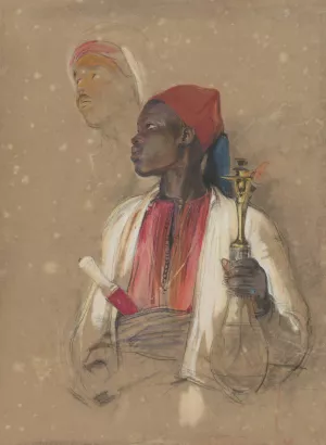 Study for 'The Pipe Bearer' Oil painting by John Frederick Lewis
