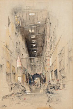 The Bezestein Bazaar, El Khan Khalil, Cairo by John Frederick Lewis Oil Painting