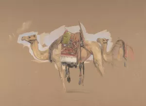 Two Camels by John Frederick Lewis Oil Painting