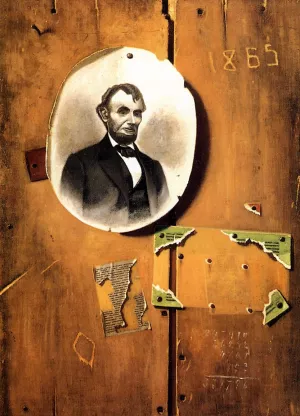 Board with Lincoln Photograph by John Frederick Peto Oil Painting