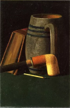 Book, Mug, Pipe and Match by John Frederick Peto Oil Painting