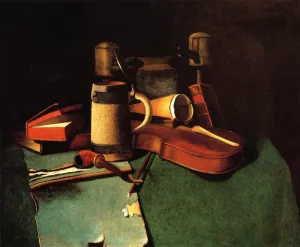 Books, Mug, Pipe and Violin by John Frederick Peto Oil Painting