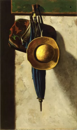 Carpetbag, Hat and Umbrella by John Frederick Peto - Oil Painting Reproduction