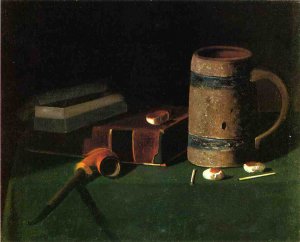 Still Life: Book and Mug by John Frederick Peto Oil Painting