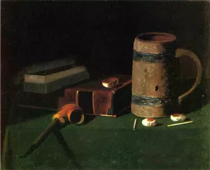 Still Life: Book and Mug by John Frederick Peto - Oil Painting Reproduction