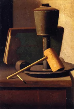 Still Life with Book, Lamp, Pipe and Match painting by John Frederick Peto
