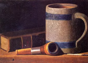 Still Life with Mug, Pipe and Book by John Frederick Peto Oil Painting