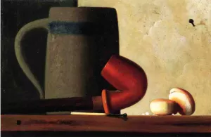Still Life with Mug, Pipe and Oyster Crackers by John Frederick Peto - Oil Painting Reproduction