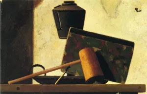 Still LIfe with Notebook and Pipe by John Frederick Peto Oil Painting