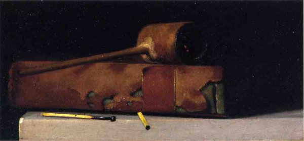 Main Product Photo of Still Life with Pipe and Book Painting by John Frederick Peto