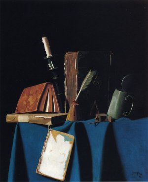 The Writer's Table: A Precarious Moment by John Frederick Peto Oil Painting