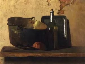 Wine and Brass Stewing Kettle also known as Preparation of French Potage by John Frederick Peto Oil Painting