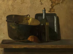 Wine and Brass Stewing Kettle by John Frederick Peto Oil Painting