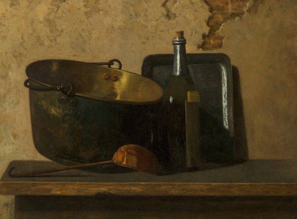 Main Product Photo of Wine and Brass Stewing Kettle  Painting by John Frederick Peto