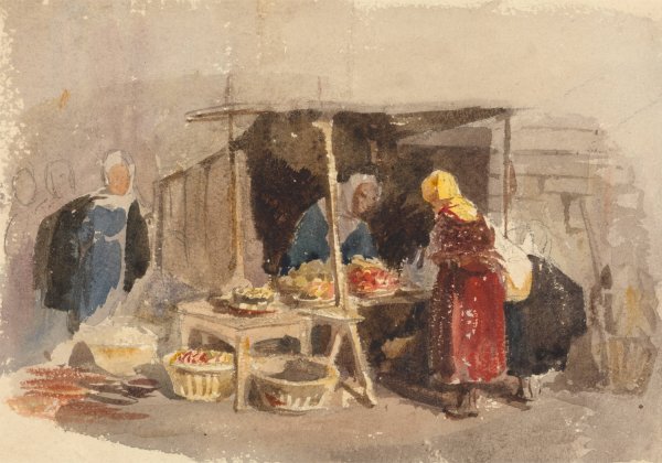 Main Product Photo of A Fruit Stall in a Market Painting by John Frederick Tayler