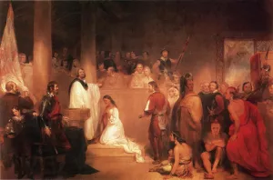 The Baptism of Pocahontas by John Gadsby Chapman - Oil Painting Reproduction