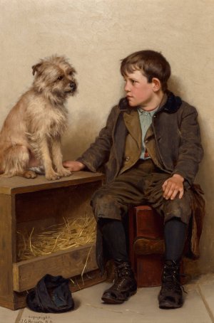 A Confab by John George Brown Oil Painting