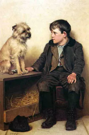 A Confab Oil painting by John George Brown