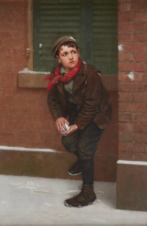 Anticipating the Perfect Moment by John George Brown Oil Painting