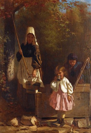 At The Well by John George Brown Oil Painting