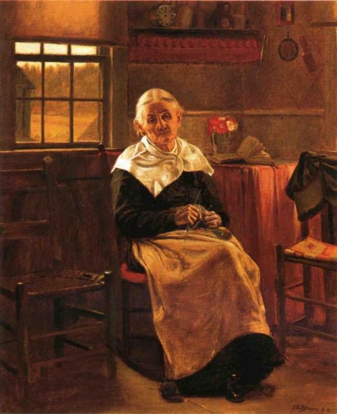Dear Old Grannie by John George Brown - Hand-Painted Oil Painting Reproduction