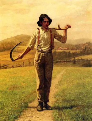 Fieldhand with Sythe painting by John George Brown