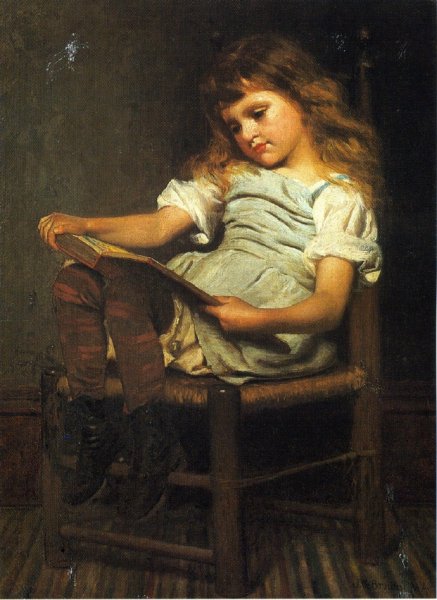 Main Product Photo of First Reader Painting by John George Brown