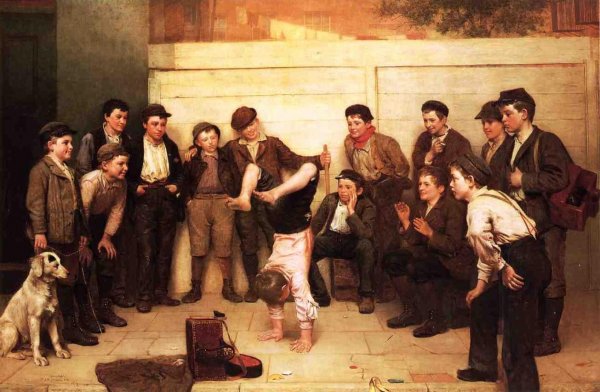 Heels over Head by John George Brown - Hand-Painted Oil Painting Reproduction