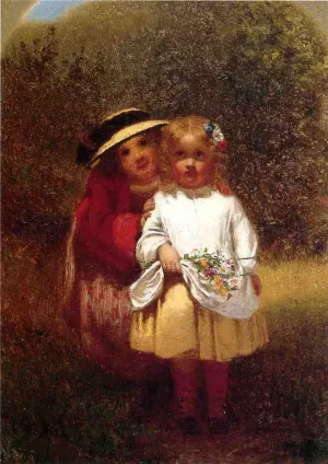 Learning to Curtsey by John George Brown - Oil Painting Reproduction