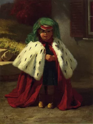 Little Girl with Ermine Coat by John George Brown - Oil Painting Reproduction