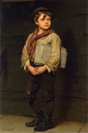 News Boy by John George Brown - Oil Painting Reproduction