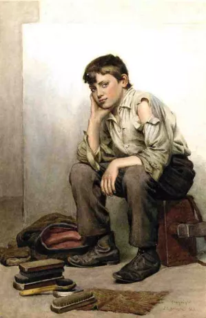 Shoe Shine Boy by John George Brown Oil Painting