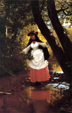 Stepping Stones by John George Brown Oil Painting