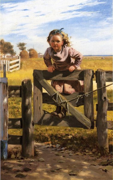 Main Product Photo of Swinging on a Gate, Southampson, New York Painting by John George Brown