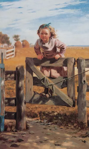 Swinging on a Gate, Southampton, Long Island by John George Brown - Oil Painting Reproduction