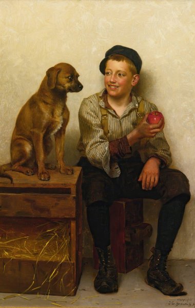 Main Product Photo of Teasing The Pup Painting by John George Brown