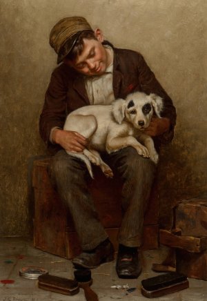 The Bootblack's Best Friend by John George Brown Oil Painting