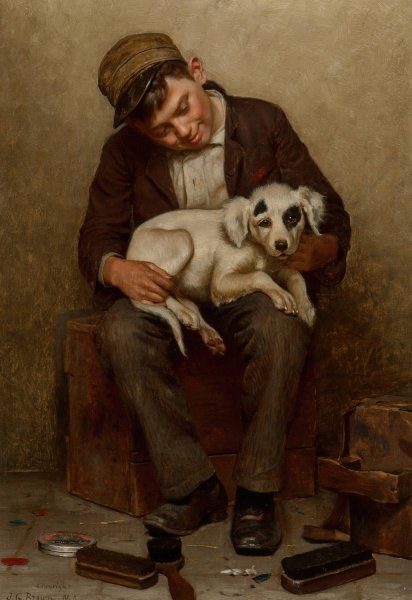Main Product Photo of The Bootblack's Best Friend Painting by John George Brown