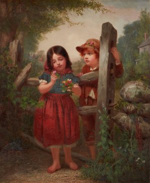 The Bouquet by John George Brown Oil Painting