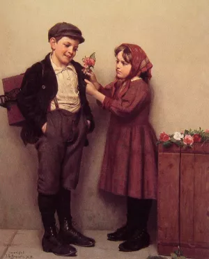 The Button Hole Posy by John George Brown Oil Painting